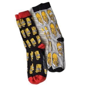 The Simpsons TV Show Bart and Homer Novelty Character Casual Crew Socks for Men